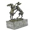 Image 8 : Two Hares Boxing Bronze Sculpture