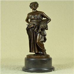 Farmer Girl Carry Wheat Bundle Bronze Sculpture