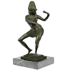 Egyptian Dancer Bronze Sculpture on Marble Base Statue