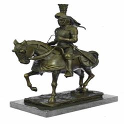 Knight Warrior Bronze Statue on Marble Base Sculpture