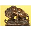 Image 1 : Lion With Snake Bronze Sculpture on Marble Base