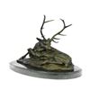 Image 1 : Deer Bronze Sculpture on Marble Base Statue