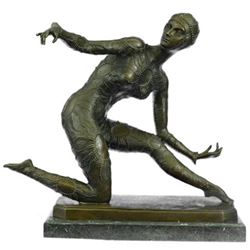 Exotic Dancer Bronze Sculpture on Marble Base Statue