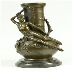 Nude Man Bronze Vase Sculpture