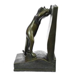 Playful Cat Bookends Bronze Statue