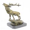 Image 4 : Elk Stag Buck Trophy Game Hunter Bronze on Marble Base Statue