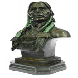 Indian Native American Chief Eagle Bust Bronze Statue