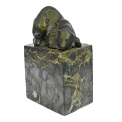 Polar Bear Bronze Sculpture on Marble Base Sculpture