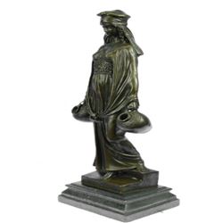 A Lady Carrying Water Jugs Bronze Sculpture