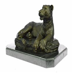 Female African Wildlife Lion Bronze Sculpture