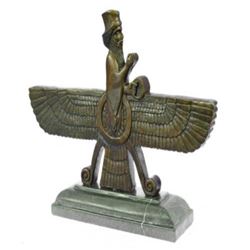 Persian Warrior King Bronze Sculpture on Marble Base Figurine