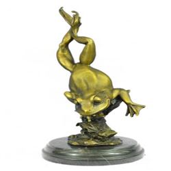 Gild Prince Frog Gold Patina Bronze Sculpture