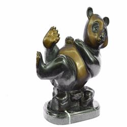 Lazy Chinese Panda Wildlife Creature Bronze Sculpture