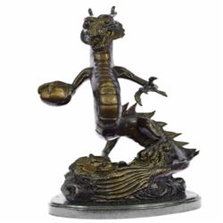 Dragon Bronze Sculpture on Marble Base Statue