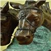 Image 2 : Two Horses Head Bust Bronze Sculpture on Marble Base Figurine