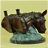 Image 6 : Two Horses Head Bust Bronze Sculpture on Marble Base Figurine