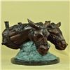 Image 7 : Two Horses Head Bust Bronze Sculpture on Marble Base Figurine