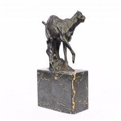 Panther Bronze Sculpture on Marble Base Statue