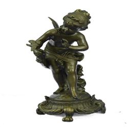 Fairy Playing with a Bird Bronze Statue