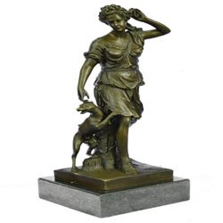 Diana the huntress With Her Faithful Dog Bronze Sculpture