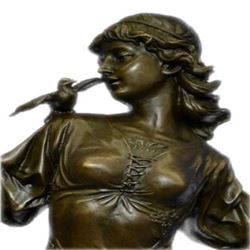 Fairy With Birds Bronze Statue