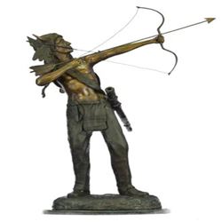 Native American Indian Chief with Bow and Arrow Bronze Statue