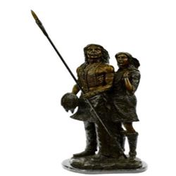Native American Indian Woman and Her Man Bronze Figurine