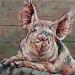 3D Paintings Solid Metal Animals Pig Wall Decor Art