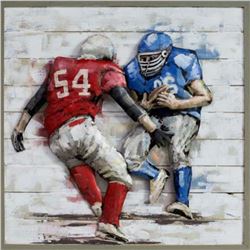 3D Wood Panel Painting Artwork Metal Football