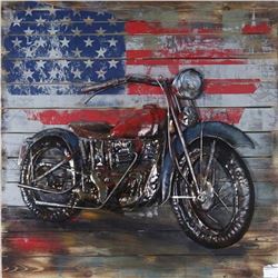 3D Harley Davidson with American Flag 3Dimensional Wall Painting