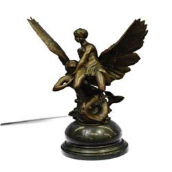 Bronze La Sirene Sculpture on Marble Base Statue