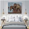 Image 2 : 3D Three Running Horses Oil Painting Metal and Pine Wood Canvas Wall Mount