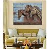 Image 3 : 3D Three Running Horses Oil Painting Metal and Pine Wood Canvas Wall Mount