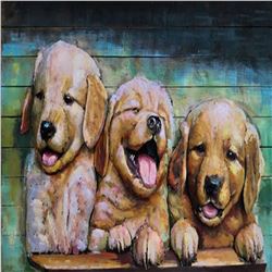 3D Dogs Metal Wall Art Interior Oil Painting