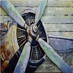 3D War Plane three Dimensional Metallic and Wood Oil Painting Sculpture