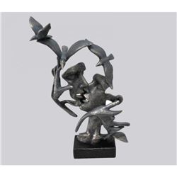 Male and Female Kissing Cold Cast Bronze Sculpture