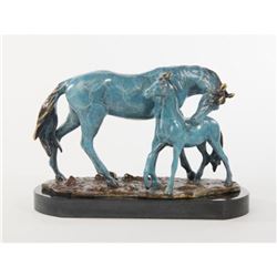 Arabian Show Horse Bronze Statue on Marble Base Sculpture