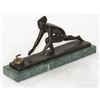 Image 1 : Curling Trophy on Marble Base Bronze Sculpture