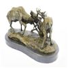 Image 2 : Elk Deer Bronze Sculpture on Marble Base Statue