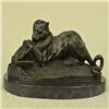 Image 1 : Black Panther Attacking Alligator Bronze Sculpture