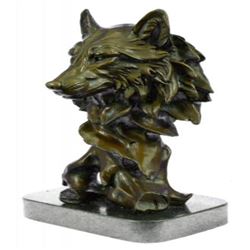 Wild Wolf Bronze Bust Sculpture
