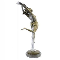 Nude Girl Leaping in Air Bronze Sculpture