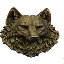 Wolf Head Bronze Sculpture Wall Mount Figurine
