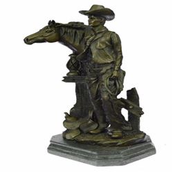 Cowboy Western Horse Bronze Sculpture