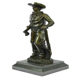 American Western Cowboy Holding Shovel Bronze Sculpture