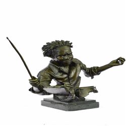Bronze Drum Set Figurine on Marble Base Statue