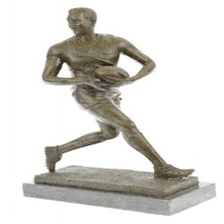 Rugby Player Bronze Sculpture on Marble Base Statue