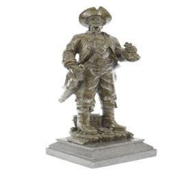 Pirate With Jewelry Chest and Sword Bronze Sculpture