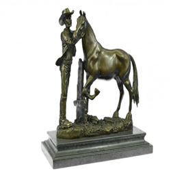 Cowboy and his Trusted Horse Bronze Sculpture