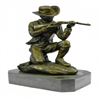 Image 1 : Cowboy With Gun Bullet Rifle Shooting Range Bronze Sculpture